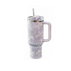 40oz Handle Stainless Steel Vacuum With Straw Car Vacuum Cup (Option: Tie Dyed Purple-40oz)