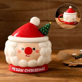 Creative Christmas Ceramic Cup With Cover Spoon Large Capacity (Option: squint-430ml)