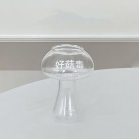 Creative Funny Internet Celebrity Water Cup Printed Mushroom Cup Glass Cup (Option: Mushroom White Straw-201 To 300ml)