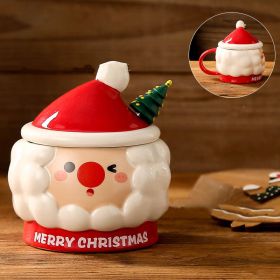 Creative Christmas Ceramic Cup With Cover Spoon Large Capacity (Option: smart-430ml)